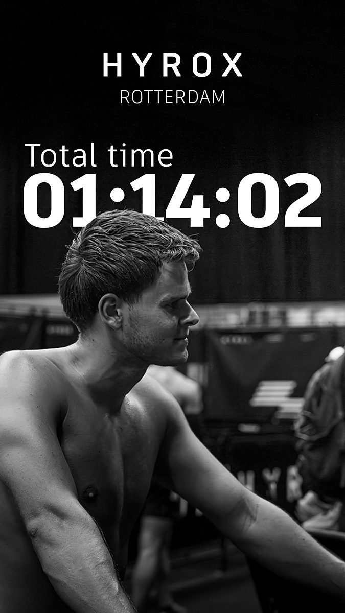 Hyrox-atleet vlak na de finish in Rotterdam